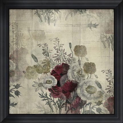 Framed Floral Collage White Space Print