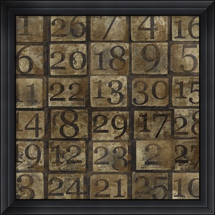 Framed Grungy Number Blocks Print