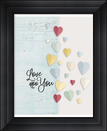 Framed Love You Colorful Hearts Print