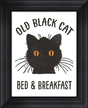 Framed Old Black Cat Print