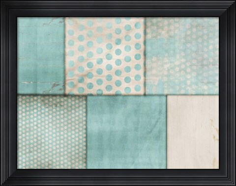 Framed Teal Print Collage Print