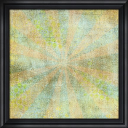 Framed Teal Sunburst Grunge Print