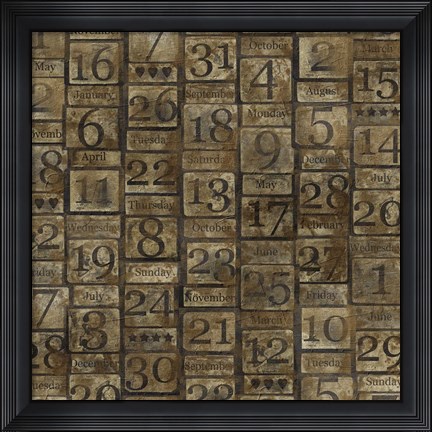 Framed Grungy Calendar Blocks Print