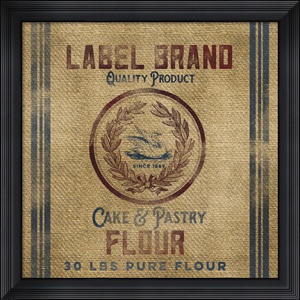 Framed Cake Flour Burlap Bagf Print