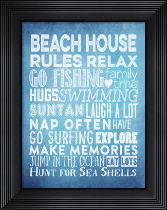 Framed Beach House Rules Print