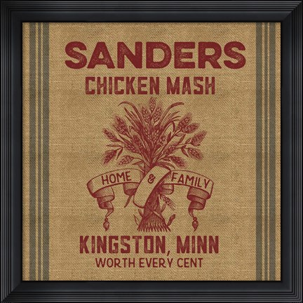 Framed Chicken Mash Feed Sack Print