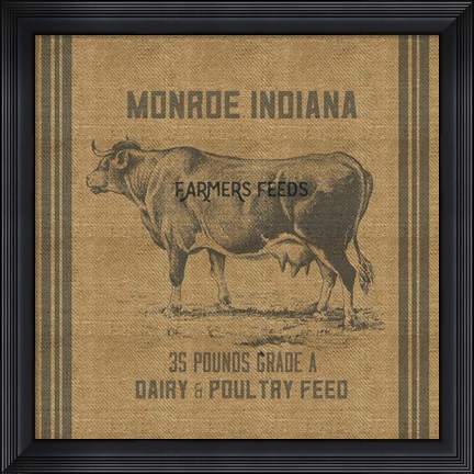 Framed Cow Feed Sack Print