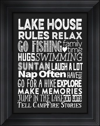 Framed Lake House Rules Print