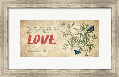 Framed 1 Corinthians 13:13 Faith, Hope and Love (Butterflies) Print