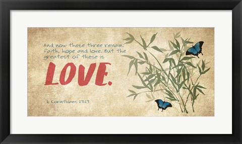 Framed 1 Corinthians 13:13 Faith, Hope and Love (Butterflies) Print