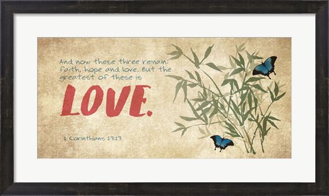 Framed 1 Corinthians 13:13 Faith, Hope and Love (Butterflies) Print