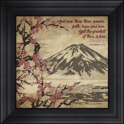 Framed 1 Corinthians 13:13 Faith, Hope and Love (Japanese) Print