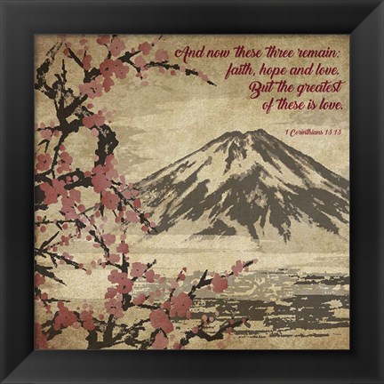 Framed 1 Corinthians 13:13 Faith, Hope and Love (Japanese) Print