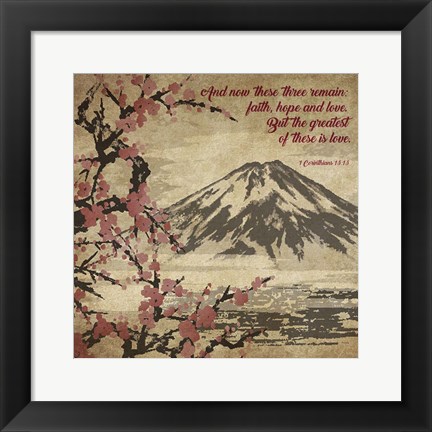 Framed 1 Corinthians 13:13 Faith, Hope and Love (Japanese) Print