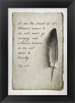 Framed John 6:35 I am the Bread of Life (Gray) Print