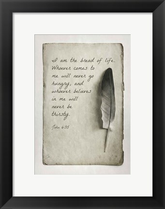 Framed John 6:35 I am the Bread of Life (Gray) Print