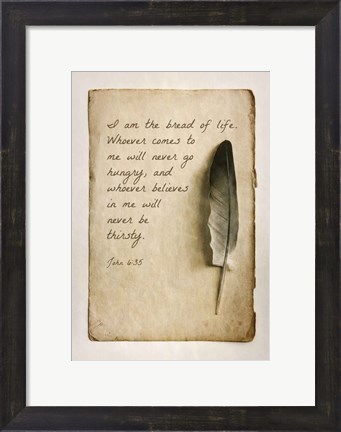 Framed John 6:35 I am the Bread of Life (Sepia) Print