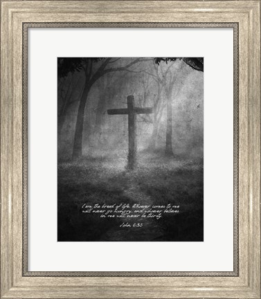 Framed John 6:35 I am the Bread of Life (Cross) Print