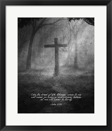 Framed John 6:35 I am the Bread of Life (Cross) Print