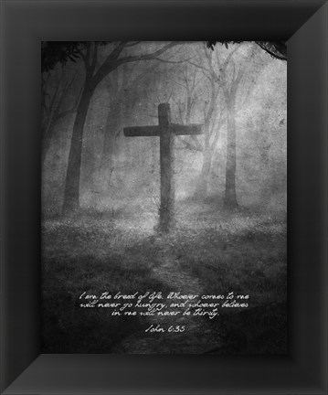 Framed John 6:35 I am the Bread of Life (Cross) Print