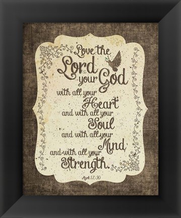 Framed Mark 12:30 Love the Lord Your God (Bird) Print