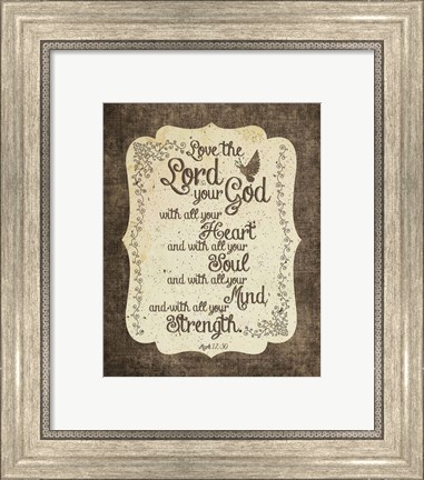 Framed Mark 12:30 Love the Lord Your God (Bird) Print