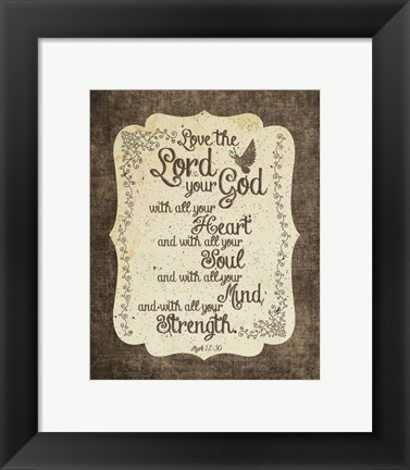 Framed Mark 12:30 Love the Lord Your God (Bird) Print