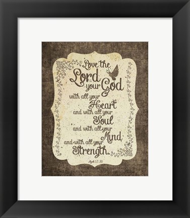 Framed Mark 12:30 Love the Lord Your God (Bird) Print