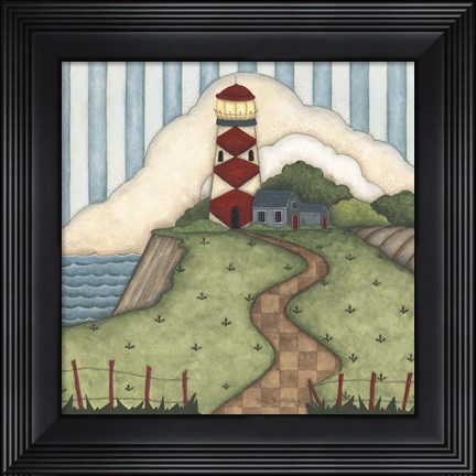 Framed Red Diamond Lighthouse Print