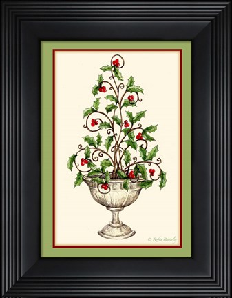 Framed Holly Tree Topiary Print