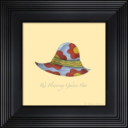 Framed Red Flowering Garden Hat Print