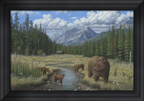 Framed Checking Things  Out - Grizzlies Print