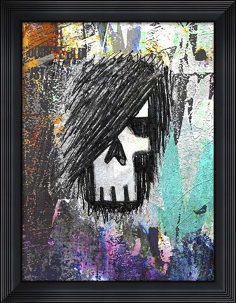 Framed Graffiti Sketch Skull Print