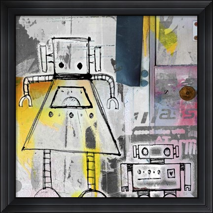 Framed Mum And Son Robots Print
