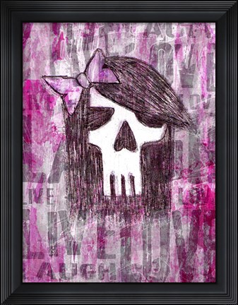 Framed Pink Skull Princess Print