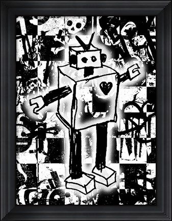 Framed Robot Graffiti Print