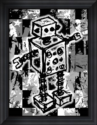 Framed Sketched Robot Print