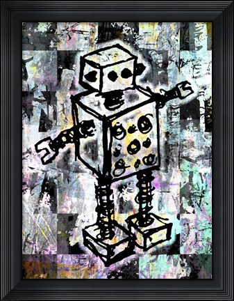Framed Sketched Robot Color Print