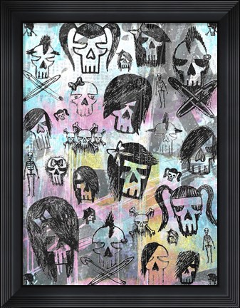 Framed Skull Collage Print