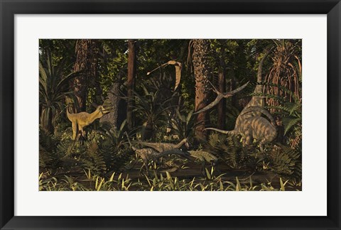 Framed Dinosaurs Of The Kayenta Formation Of Arizona About 193 Million Years Ago Print