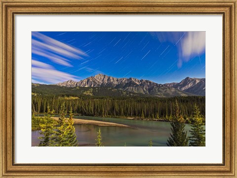 Framed Star trails above the Front Ranges in Banff National Park, Alberta, Canada Print