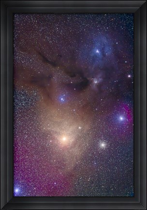 Framed colorful region around Antares in Scorpius and blue Rho Ophiuchi in Ophiuchus Print