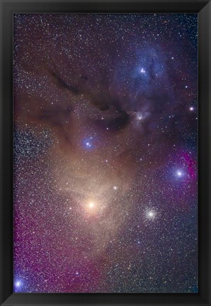 Framed colorful region around Antares in Scorpius and blue Rho Ophiuchi in Ophiuchus Print