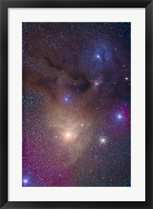 Framed colorful region around Antares in Scorpius and blue Rho Ophiuchi in Ophiuchus Print