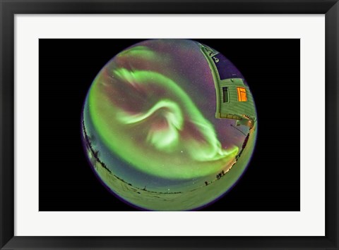 Framed Aurora borealis over Churchill, Manitoba, Canada Print