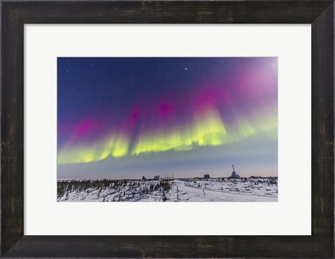 Framed Aurora borealis, Manitoba, Canada Print