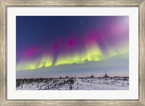 Framed Aurora borealis, Manitoba, Canada Print