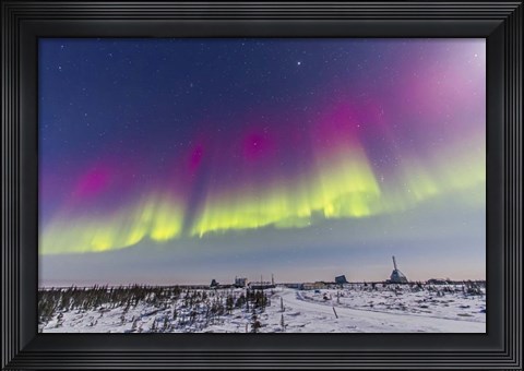 Framed Aurora borealis, Manitoba, Canada Print
