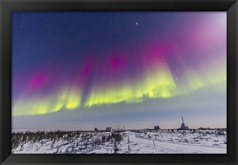 Framed Aurora borealis, Manitoba, Canada Print