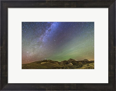 Framed Northern Autumn Stars and Constellations rising over Dinosaur Provincial Park Print